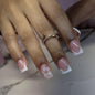 Fall Press on Nails Medium Almond French Tip, 30 Pcs Handmade 3D Flowers Gold Lines Embossed Designs, Glossy Nude Fake Nails, Reusable Glue On Nails, Full Cover Acrylic Nails for Women Brown