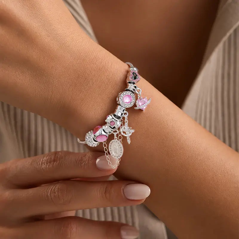 Tewiky Aurora Snake Chain Bracelet for Women, Dainty Two-Tone Gold & Silver Detachable Multi-Charm Bracelet, Customizable DIY Mix and Match Stackable Wrist Jewelry, Trendy Daily Accessory, Perfect Gift for Mother's Day & Summer Occasions tiktokshopbacktos