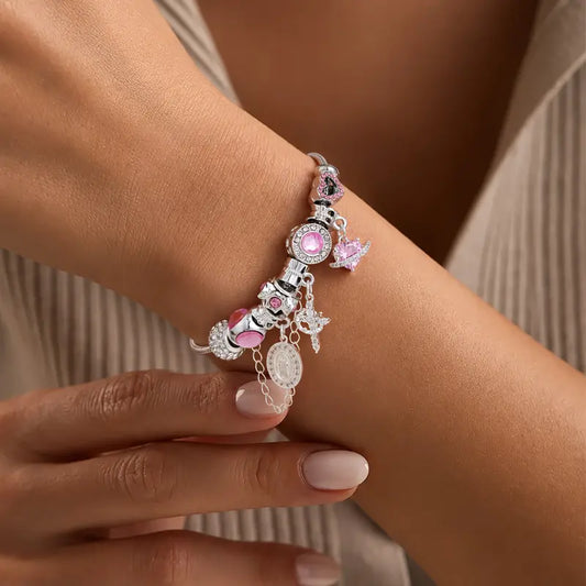 Tewiky Aurora Snake Chain Bracelet for Women, Dainty Two-Tone Gold & Silver Detachable Multi-Charm Bracelet, Customizable DIY Mix and Match Stackable Wrist Jewelry, Trendy Daily Accessory, Perfect Gift for Mother's Day & Summer Occasions tiktokshopbacktos