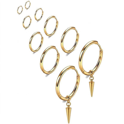 5 Pairs 14K Gold Plated Huggie Small Hoop Earrings Set for Women Men, Hypoallergenic Hoop Earrings for Cartilage, Lightweight Stackable Earrings for Sensitive Ears