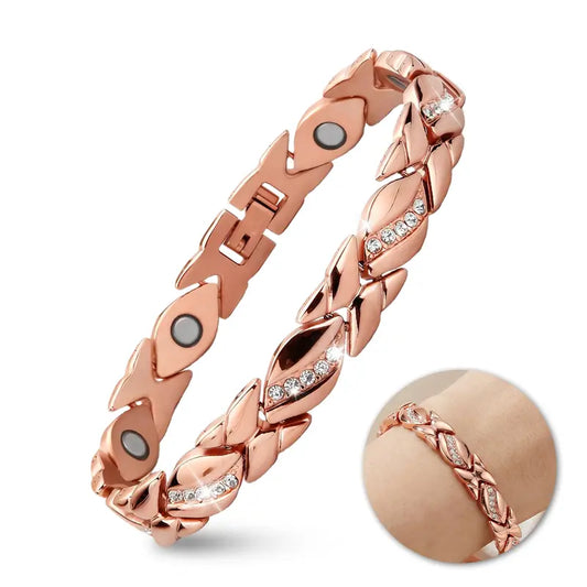 Pure Copper Bracelets for Women,Ultra Magnetic Bracelets for Women with 3500 Gauss Magnets,Crystal Valentine's Day Jewelry Gift, outdoor fun