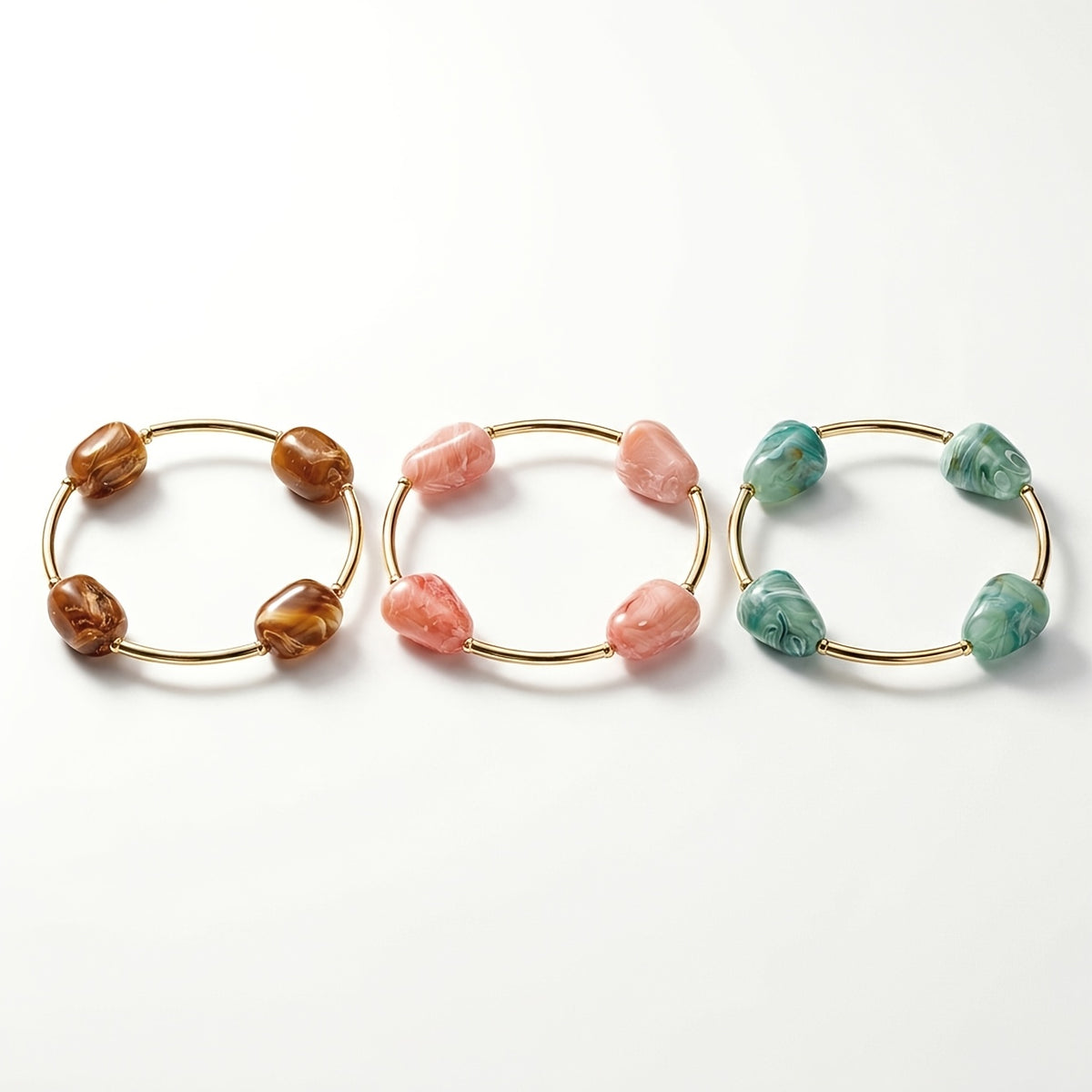 3pcs Bohemian Stone Bead Bracelets for Women - Plated Stackable Multi-Color Beaded Jewelry, Ethnic Suitable for Daily Wear, Parties, Vacations, Gift, Middle East/Ramex/African, Year-Round Versatile