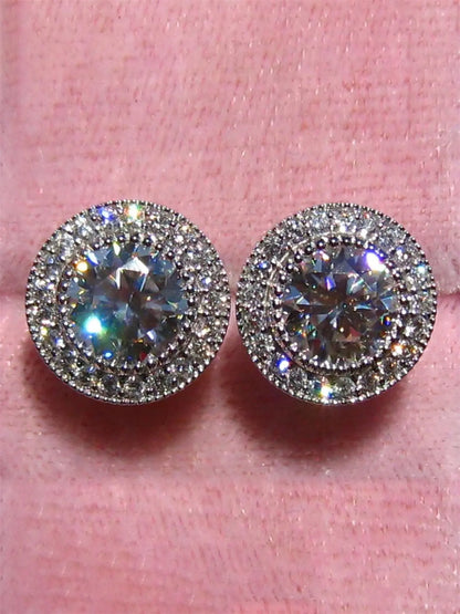 1 Pair Glamorous Cubic Zirconia Stud Earrings, Ear Studs, CZ Jewelry for Women, for Wedding, Engagement & Anniversary Party, Valentine's Day Gift