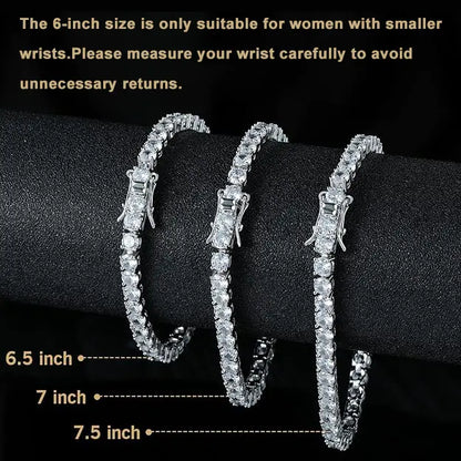 GEMSME Unisex Cubic Zirconia Brass Round Cut Waterproof Tennis Bracelet - Casual Jewelry for Women, Hiphop Chain Accessory, Anniversary/Birthday/Daily Gift for Him, High-Quality Sohochic Piece
