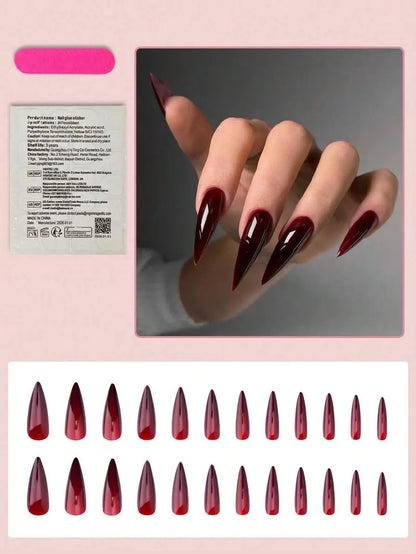 24pcs Long Pointed Press-On Nails, Long Slim Pointed Fake Nails Set, Black French Tip, Black Heart & Thin Line Nail Art, Minimalist Milky White, Suitable For Women's Daily Wear, Dating, Wedding And Party