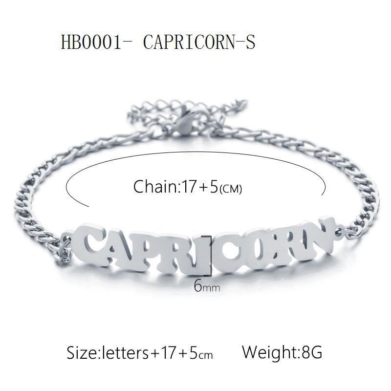 Women's 3:1 Fergal Constellation Bracelets for Women - Hypoallergenic Tarnish Proof Stainless Steel, Waterproof, English Letter Accents, Golden & Silvery Metal Chain Link, Zodiac Signs Female All Seasons Daily Wear Costume Jewelry
