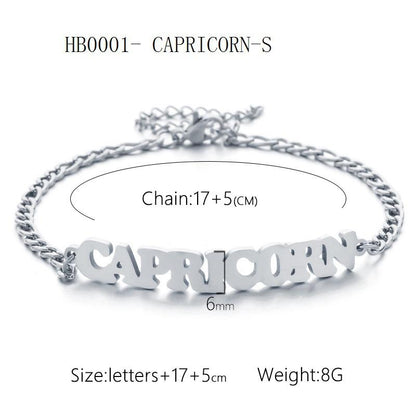 Women's 3:1 Fergal Constellation Bracelets for Women - Hypoallergenic Tarnish Proof Stainless Steel, Waterproof, English Letter Accents, Golden & Silvery Metal Chain Link, Zodiac Signs Female All Seasons Daily Wear Costume Jewelry