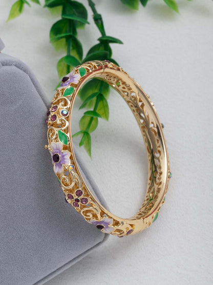 Luxury Elegant Enamel Bangle Bracelet with Artificial Zircon Inlay, Fashionable Bracelet Style, Exquisite Gift for Women & Girls, Perfect Gift for All Occasions