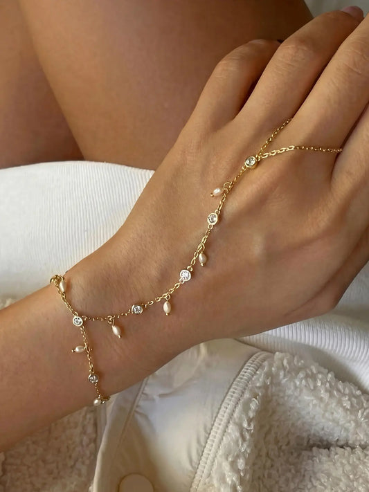 Elegant Pearl Zircon Linked Jewelry Bracelets for Women, Perfect for Daily Wear, Parties, Dinners, Ideal Gift, Casual Style, All Seasons