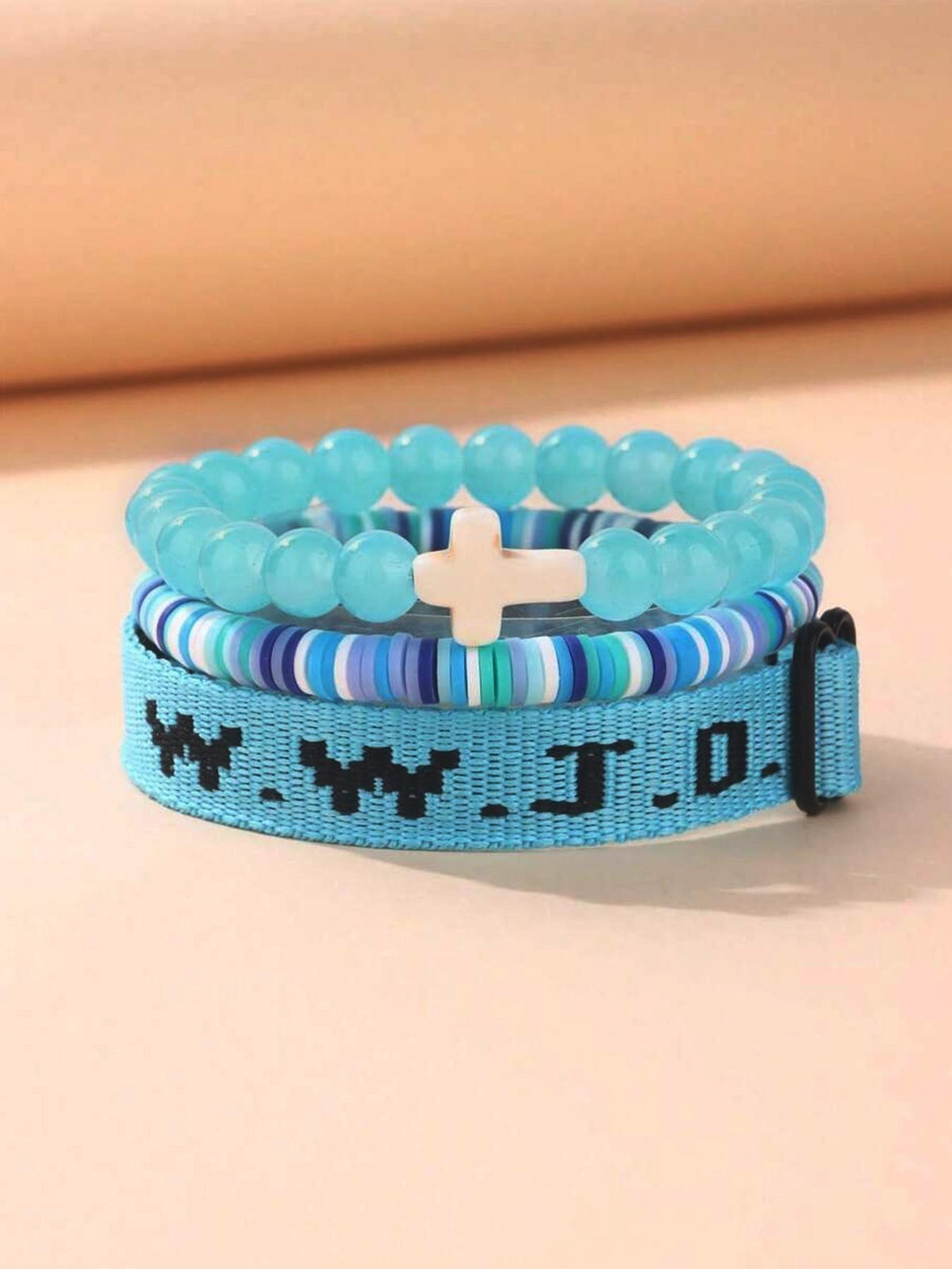 Wwjd Beaded Bracelet With Cross Charm, Exquisite Religious Jewelry Gift For Birthday, Cross Bracelets