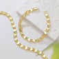 14K Gold Plated Double Row Cuban Link Bracelet for Women, Smooth Polished Heart Charm Chain Bracelet, Chunky Stackable Wrist Jewelry Gift for Birthday Valentine’s Day