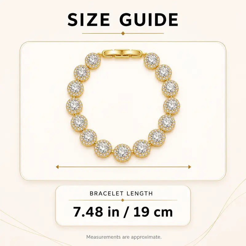 Halo Tennis Bracelet for Women, Sparkling Linked Statement Jewelry for Weddings and Evening Wear
