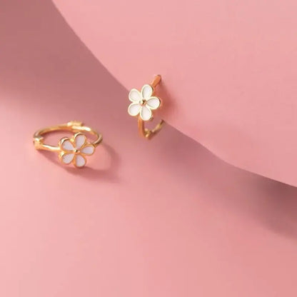 Solid 925 Sterling Silver Flower Hoop Earrings Huggie for Women Teen Girls Daisy Hoop Earrings Cartilage Helix Earrings, Earring For Women #backtoschool