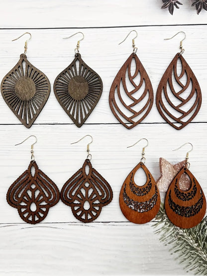 Boho Style Hollow Out Leaf & Water Drop Design Dangle Earrings, Bohemian Earrings, Fashion Jewelry for Party, Daily Clothing Decor, Trendy All-match & Exquisite Jewelry for Birthday Gift, Trendy Fashionable Accessories