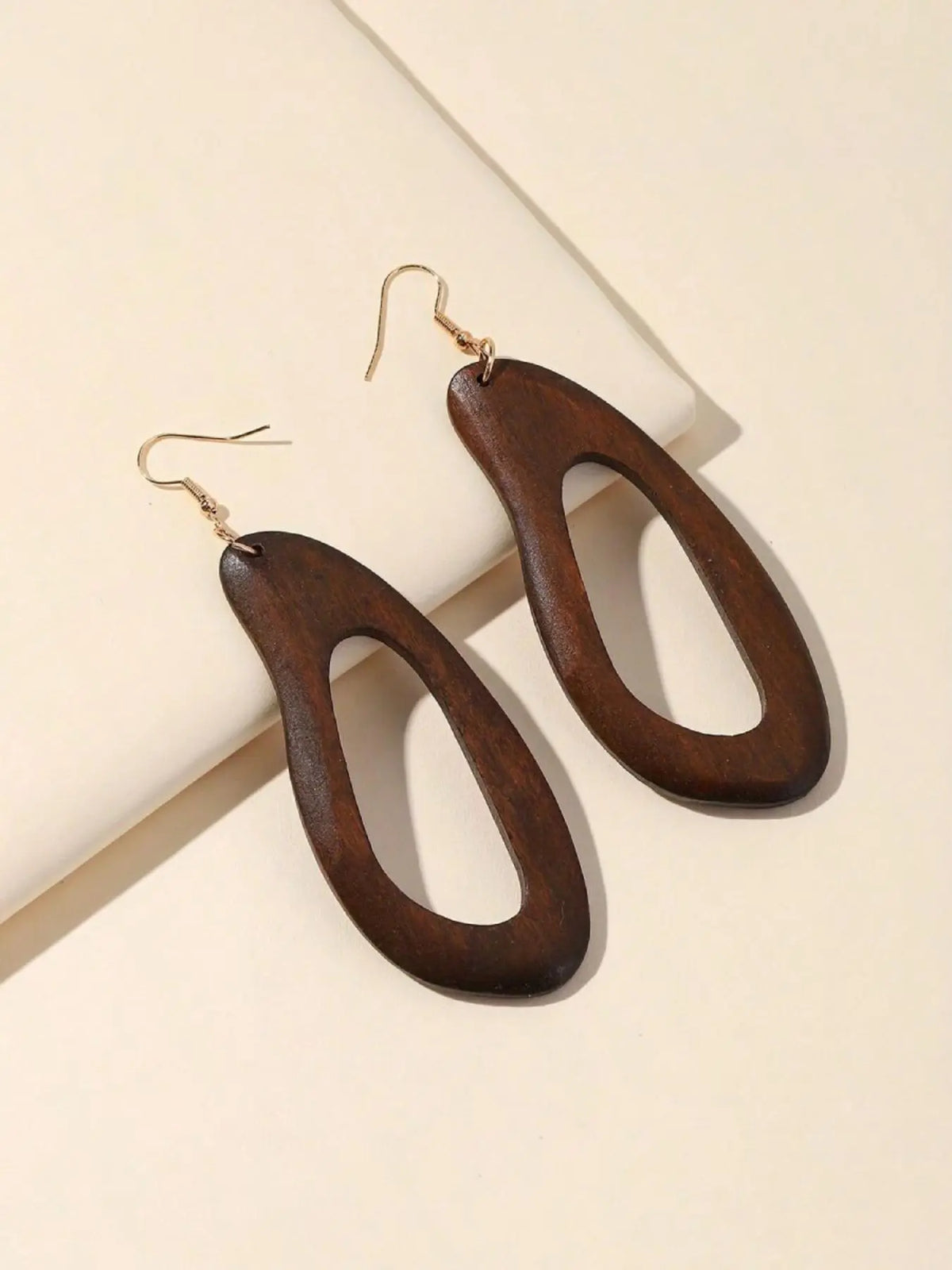 Wooden Dangle Earrings, Crafted From Wood Boho Style Hollow Out Geometric Design Earrings, Fashion Jewelry Accessories for Women & Girls, Unique Design Earrings, Earrings Set