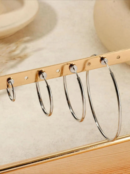8 Pairs Clip-on Hoop Earrings, Casual Earrings Set, Stainless Steel Clip-on Earrings for Women, Fake Hoops for Non-pierced Ears, Spring Design Trendy Jewelry, Fashionable Jewelry Accessories, Non Piercing Earrings
