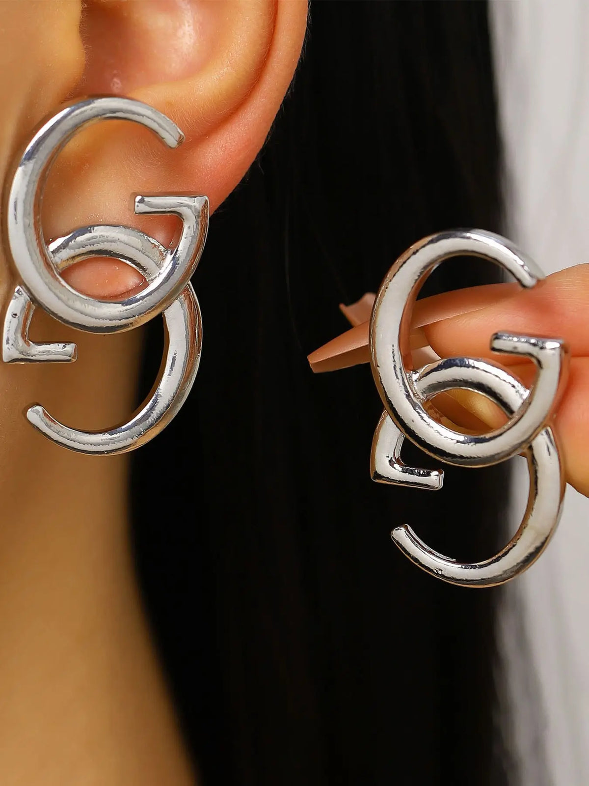 Elegant Twin G Letter Classic Style Stud Earrings, High Quality Studs Earrings, Fashionable Office Party Jewelry for Daily Wear, Perfect for Complements Shirts and Suits, Fashionable Jewelry Accessories