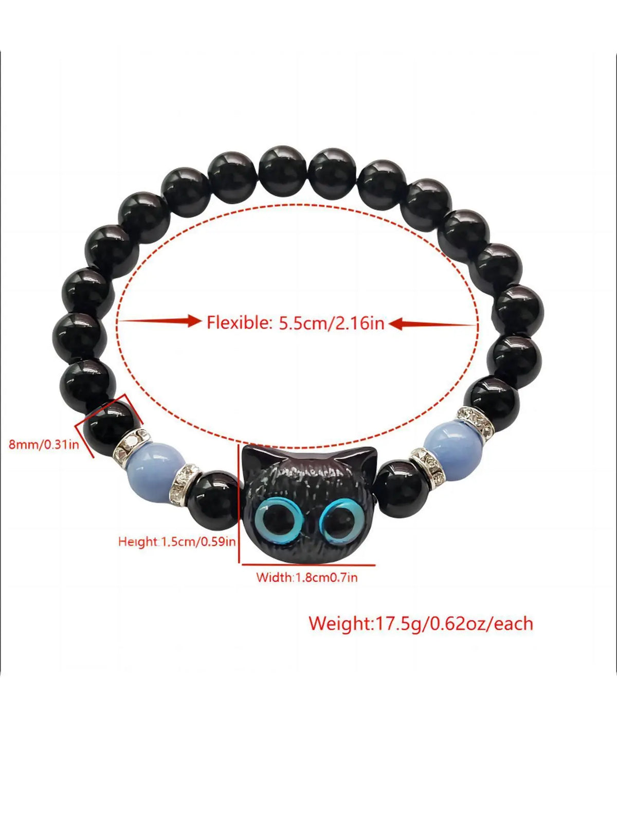 Cute Cat Charm Decor Glow in The Dark Design Beaded Bracelets, Fashionable Bracelet Style with Charms, Trendy All-match & Exquisite Jewelry for Women & Men As Jewelry Gifts for Party, Daily Clothing Decor