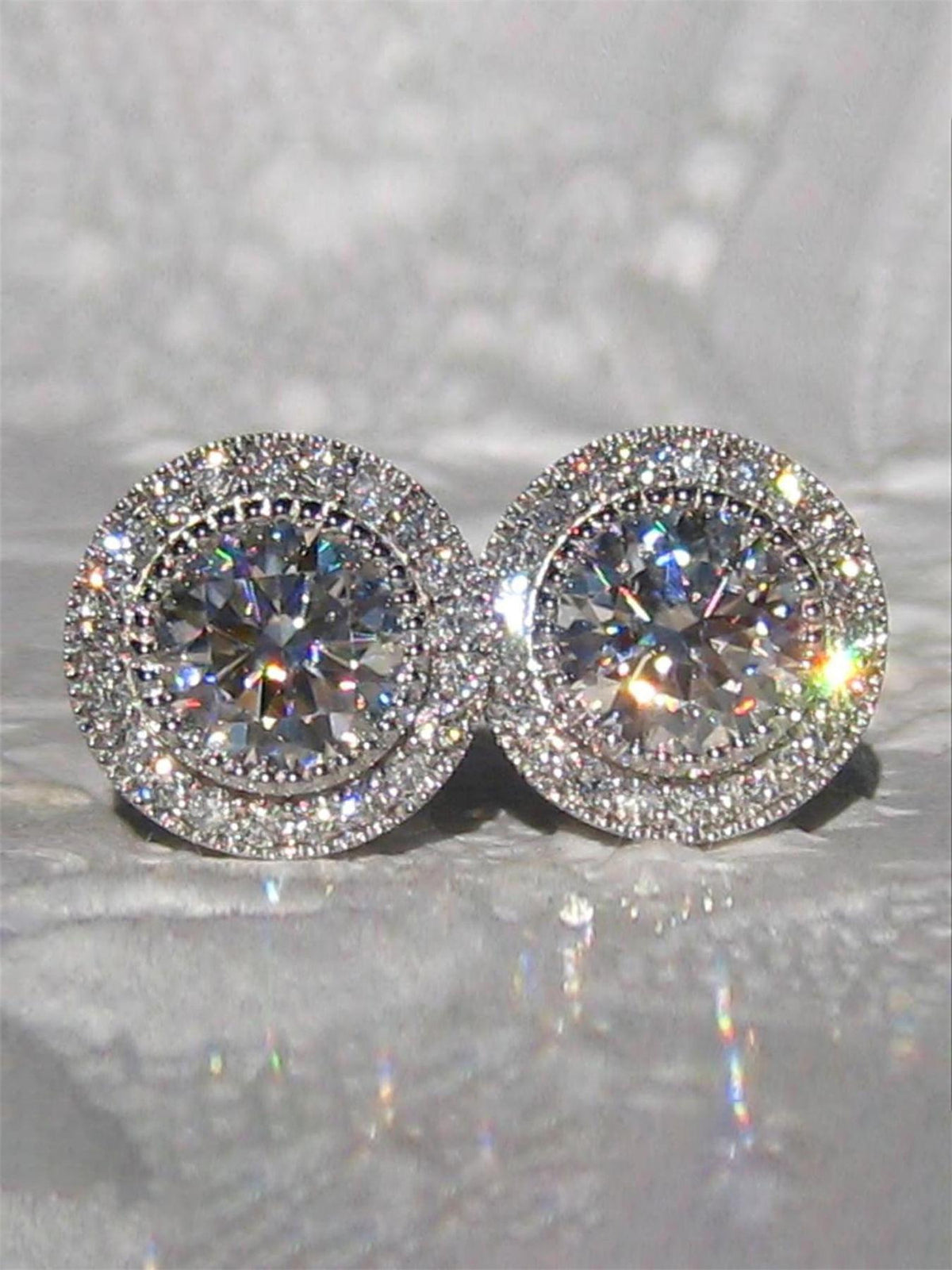 1 Pair Glamorous Cubic Zirconia Stud Earrings, Ear Studs, CZ Jewelry for Women, for Wedding, Engagement & Anniversary Party, Valentine's Day Gift