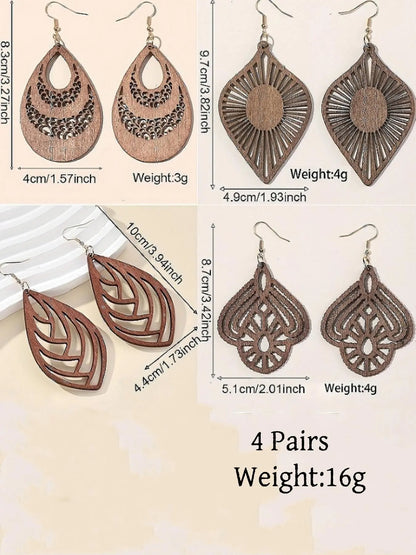 Boho Style Hollow Out Leaf & Water Drop Design Dangle Earrings, Bohemian Earrings, Fashion Jewelry for Party, Daily Clothing Decor, Trendy All-match & Exquisite Jewelry for Birthday Gift, Trendy Fashionable Accessories