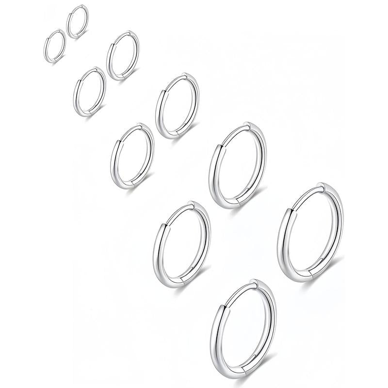 5 Pairs 14K Gold Plated Huggie Small Hoop Earrings Set for Women Men, Hypoallergenic Hoop Earrings for Cartilage, Lightweight Stackable Earrings for Sensitive Ears