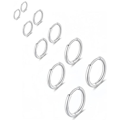 5 Pairs 14K Gold Plated Huggie Small Hoop Earrings Set for Women Men, Hypoallergenic Hoop Earrings for Cartilage, Lightweight Stackable Earrings for Sensitive Ears