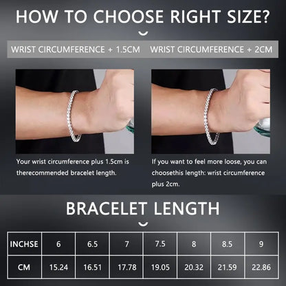 GEMSME Unisex Cubic Zirconia Brass Round Cut Waterproof Tennis Bracelet - Casual Jewelry for Women, Hiphop Chain Accessory, Anniversary/Birthday/Daily Gift for Him, High-Quality Sohochic Piece