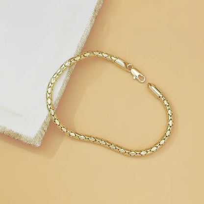 Women's Dainty 14K Gold Plated Box Chain Bracelet - Thin Link Minimalist Stackable Jewelry Bracelets, Elegant Piece, Daily Wear, Thoughtful Birthday Gift with Shine, Anniversary-Ready Costume Accessory