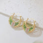 Women's Jewelpop Gold-Plated Floral Hoop Earrings - Enamel Rose, Hollow Design, Vintage Bohemian Costume Jewelry