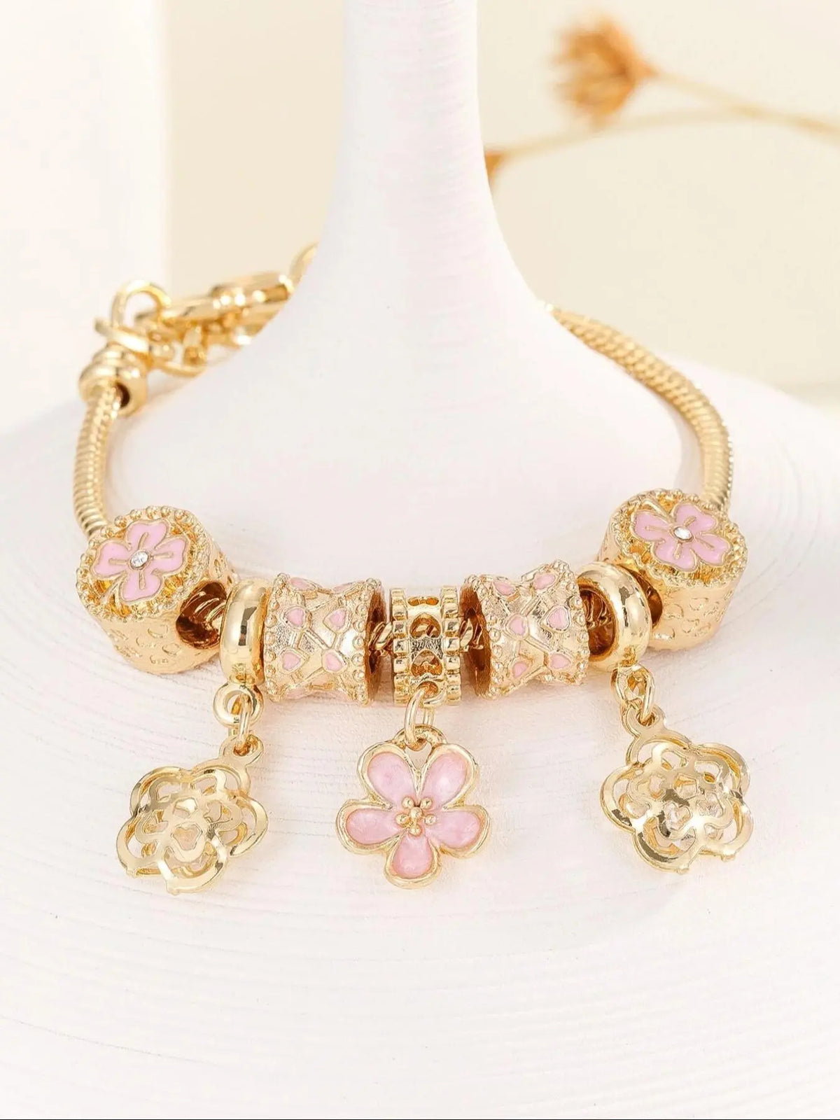 Mother's Day Gift Women's Cute Flower & Rhinestone Fish Tail & Heart Design Bracelet, Fashionable Bracelet, Rhinestone Decorated Bangle Bracelet, Fashion Jewelry for Party, Daily Decor, Trendy All-match & Exquisite Jewelry for Birthday Gift