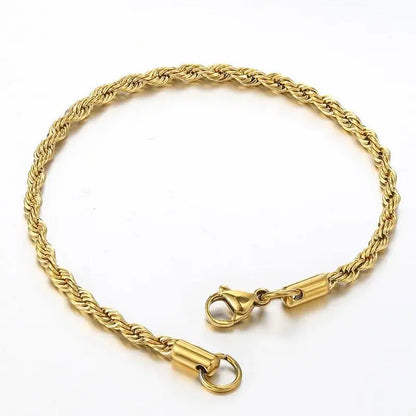 Men's Hip-Hop Twisted Chain Bracelet-3mm Titanium Steel, Street Style Minimalist Jewelry