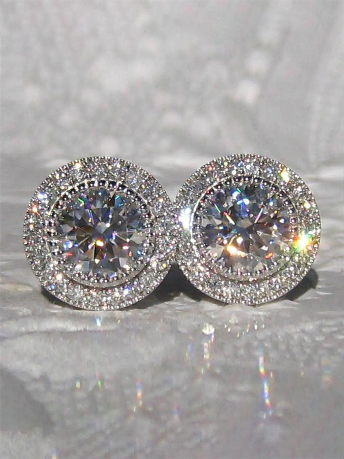 1 Pair Glamorous Cubic Zirconia Stud Earrings, Ear Studs, CZ Jewelry for Women, for Wedding, Engagement & Anniversary Party, Valentine's Day Gift