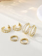 CAROVO 14K Gold-Plated Brass Huggie Hoop Earrings Set with Rhinestone Cubic Zirconia - Thick, Chunky Small Hoops, Female Daily Wear Fashion Jewelry, Gifts for Women