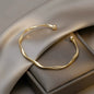 1pc Vintage Golden Silver Twisted Wave Bangle Elegant Simple Open Bracelet with Ball Ends Delicate Metal Wrist Jewelry Accessories for Women