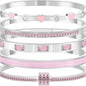 5PCS Elegant Fashion Bangle Bracelet Set Stackable Gold Bangle Bracelet Set for Women - Fashionable Eternal Lightweight Bangle with Pink Friendship & Love Heart Bracelet Jewelry Gift for Her for Parties, Gatherings and Birthday Gifts