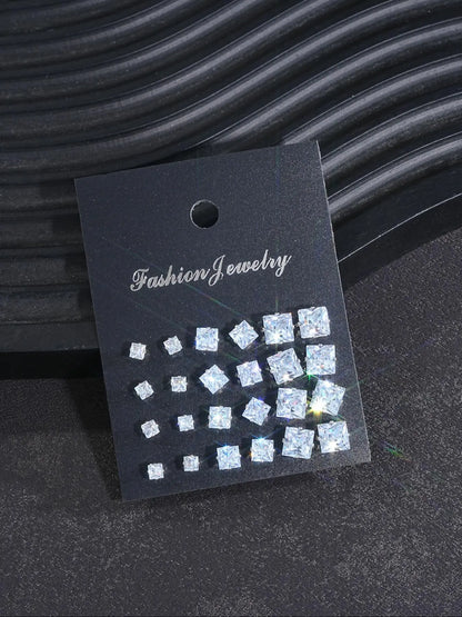 Rhinestone Decorated Stud Earrings, Casual Jewelry for Party Daily Wear, Earrings Set, Stud Earring Pack, Ideal Birthday Gift