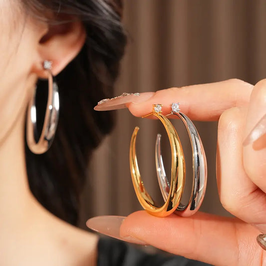 Large  Hoop Earrings for Women Trendy 18K  Plated Big Open Hoops Stud Earrings Statement Jewelry for Women Gold, Infinity Gold Hoops, Chunky Hoop Earrings