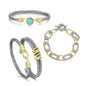 Aprilery Trendy 4PCS Twisted Adjustable Cable & Chain Link Jewelry Arm Candy Set – Stackable Knot & Hook Turquoise Bangle Bracelets for Women Perfect Everyday Jewelry Gold & Silver Bracelets