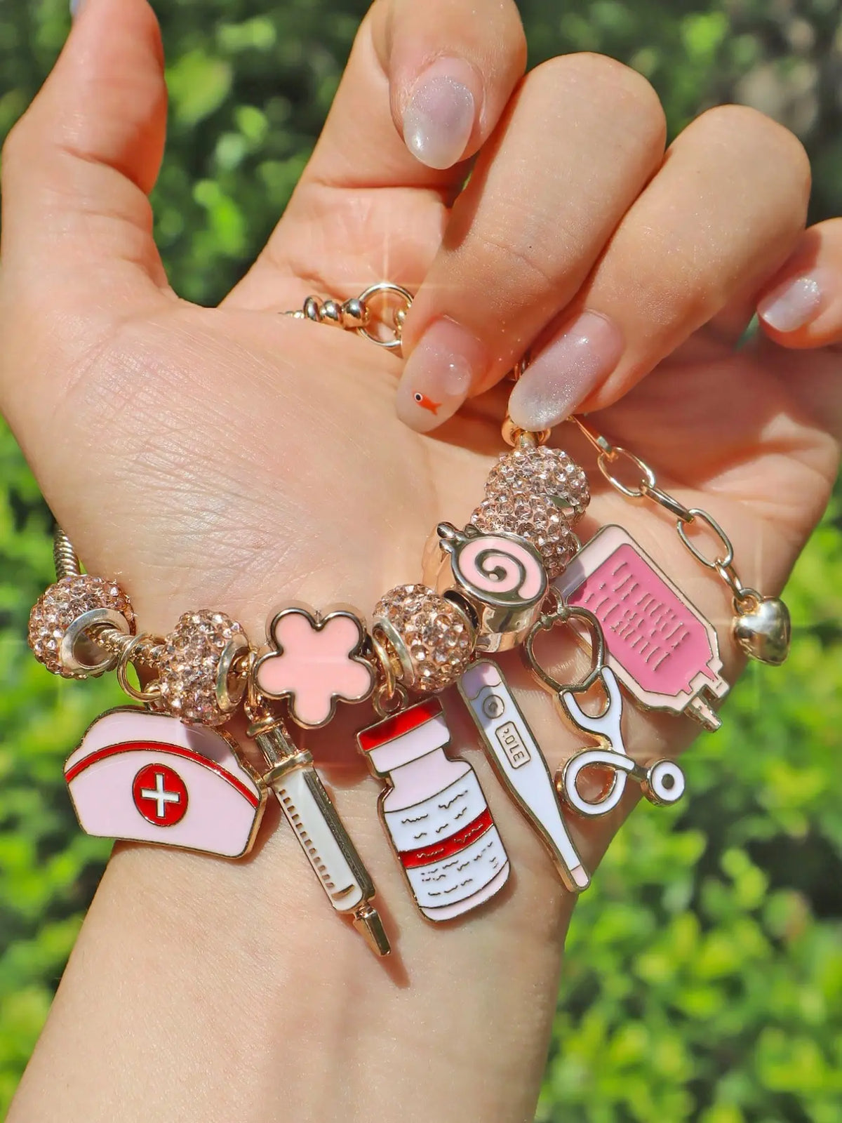 Nurse Hat DIY Charm Bracelet, Medicine Bottle Pendant Charm Bracelet, Nurse Stethoscope DIY Bracelet, Cosplay Bracelet, Adjustable Charm Bracelet, Jewelry Bracelet, Bracelet With Charms
