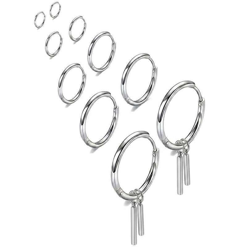 5 Pairs 14K Gold Plated Huggie Small Hoop Earrings Set for Women Men, Hypoallergenic Hoop Earrings for Cartilage, Lightweight Stackable Earrings for Sensitive Ears