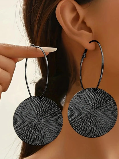 Fashionable Round Shaped Hoop Earrings, Circle Shape Earrings, Rounded Hoop Earrings, Stylish Jewelry, Fashion Jewelry for Party, Daily Clothing Decor, Trendy All-match & Exquisite Jewelry for Birthday Gift