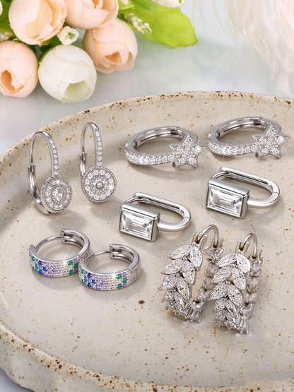 Women's Elegant Butterfly & Heart Design Hoop Earrings, Exquisite Hoop Earrings, Trendy All-match Jewelry As Gift for Daily & Party Decor