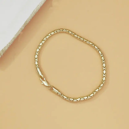 Women's Dainty 14K Gold Plated Box Chain Bracelet - Thin Link Minimalist Stackable Jewelry Bracelets, Elegant Piece, Daily Wear, Thoughtful Birthday Gift with Shine, Anniversary-Ready Costume Accessory