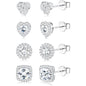 4 Pairs Trendy Sterling Silver CZ Stud Earrings for Women 14K Waterproof Gold Plated Brilliant Celtic Heart Big Stud Earrings Set Cubic Zirconia Earrings Studs for Sensitive Ear, Heart Shaped Earrings, Artificial Zirconia Earrings, Jewelry For Women