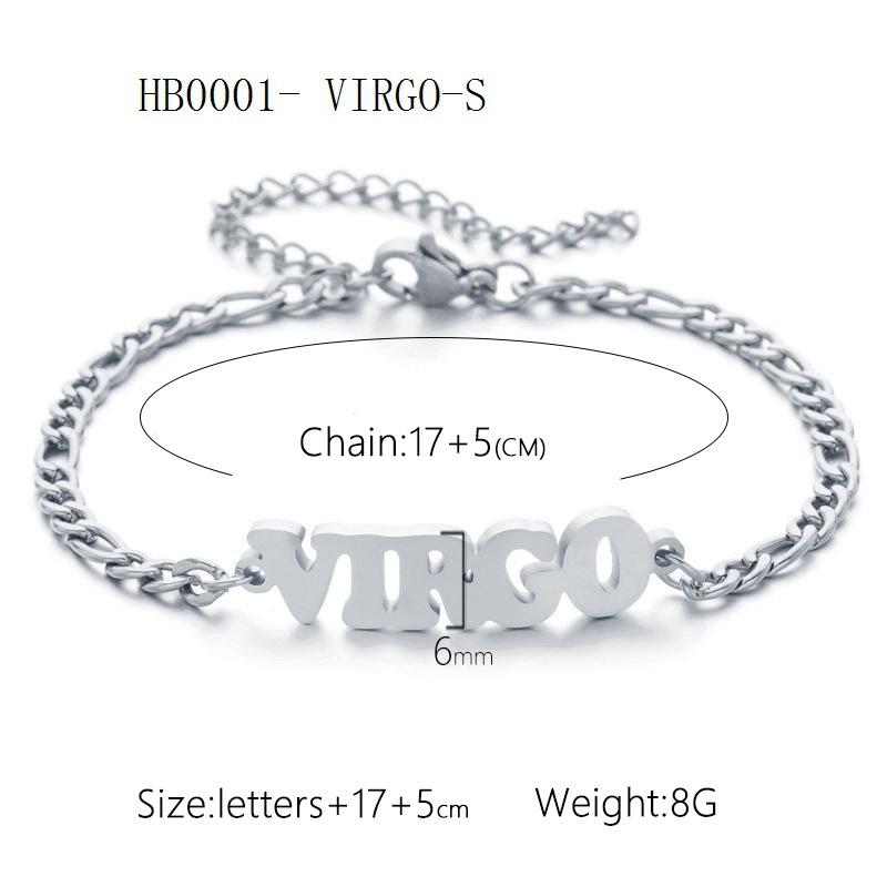 Women's 3:1 Fergal Constellation Bracelets for Women - Hypoallergenic Tarnish Proof Stainless Steel, Waterproof, English Letter Accents, Golden & Silvery Metal Chain Link, Zodiac Signs Female All Seasons Daily Wear Costume Jewelry