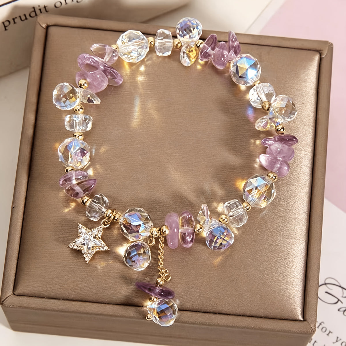Women' Elegant Bohemian Minimalist Bracelet with Star Synthetic Zirconia Pendant - Sparkling Five-Pointed Suitable for Parties, Daily Wear,, Mother' Day, Valentine', Ramadan - Year-Round Accessory (No Plating Maintenance)
