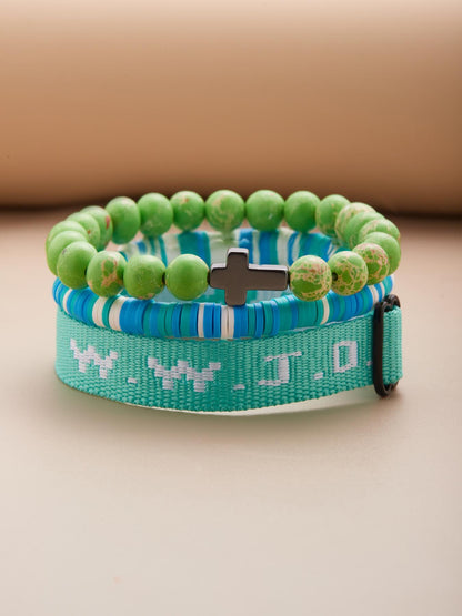 Wwjd Beaded Bracelet With Cross Charm, Exquisite Religious Jewelry Gift For Birthday, Cross Bracelets