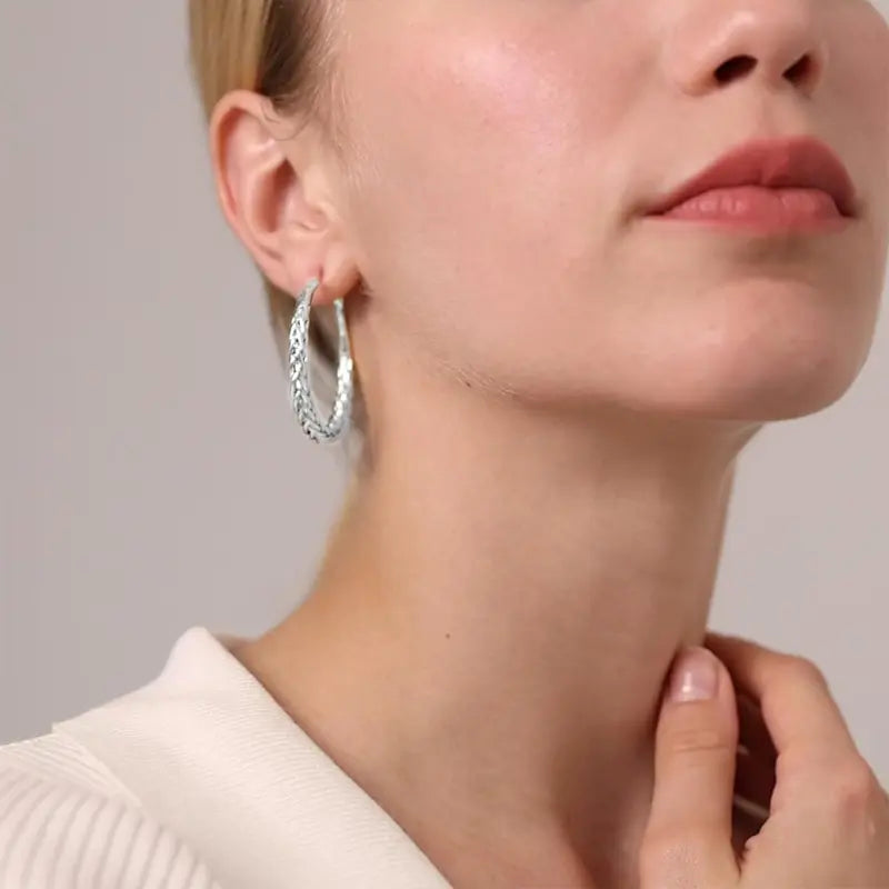 Women's 925 Sterling Silver Hypoallergenic Chunky Hoop Earrings - Lightweight Hoop Jewelry, 30/40/50MM Nickel-Free Metal Posts, Multi-Size Adult Female Fashion Earrings, Gift-Ready Lasting Color Summerwins Jewelry