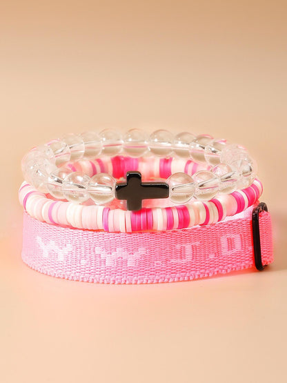 Wwjd Beaded Bracelet With Cross Charm, Exquisite Religious Jewelry Gift For Birthday, Cross Bracelets