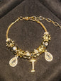 Women's Gold Tone Mixed Charm Beaded Bracelet A Z Initial Letters Available, Fashion Costume Jewelry Gift